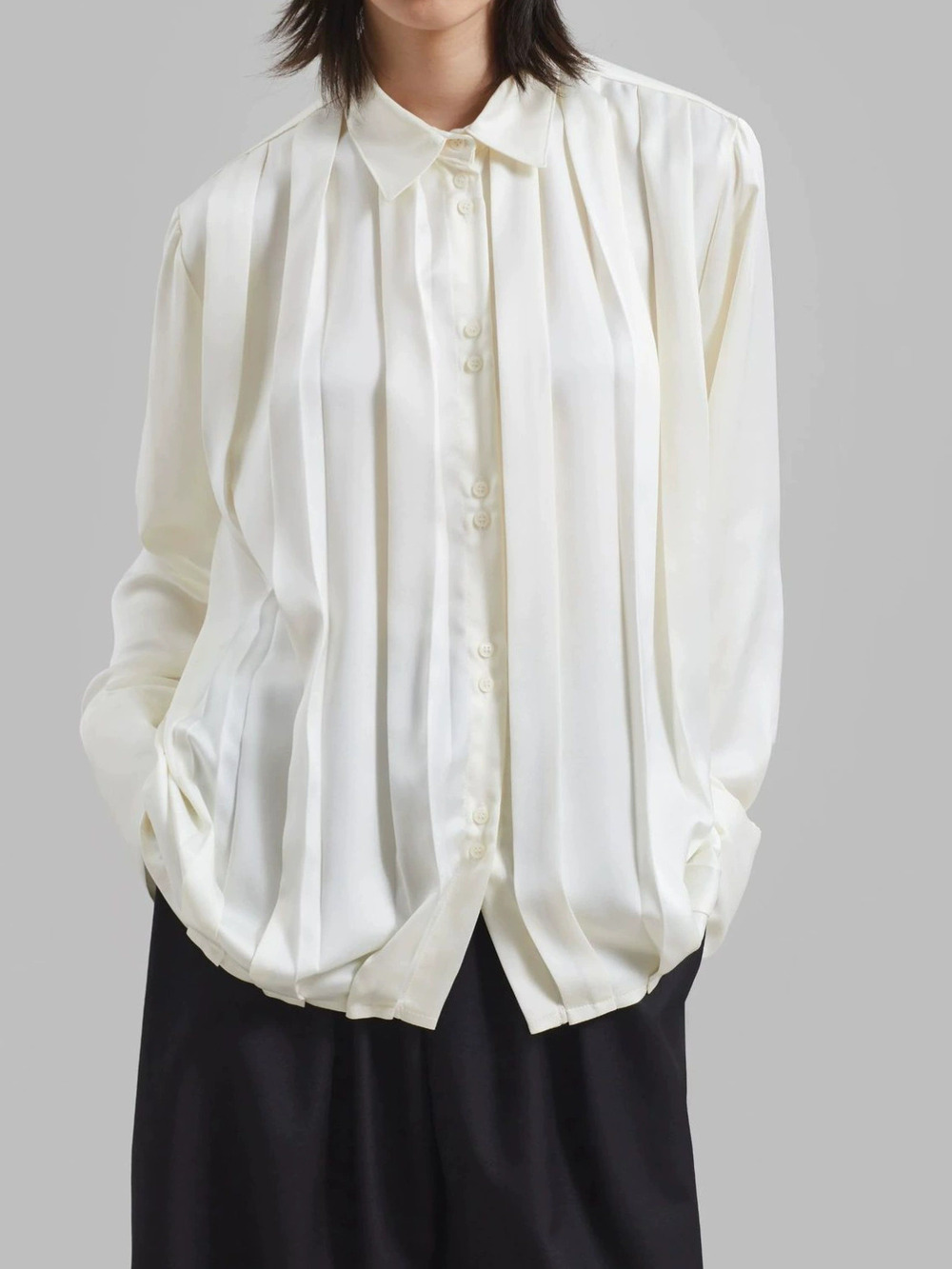 Zara Vintage Pleated Blouse Long Sleeve Spring Summer Top